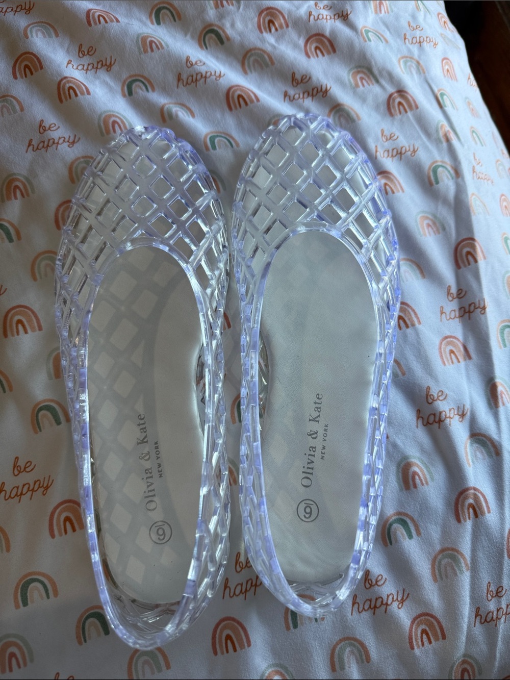 Olivia & Kate Transparent Lattice Jelly Flats - Clear
